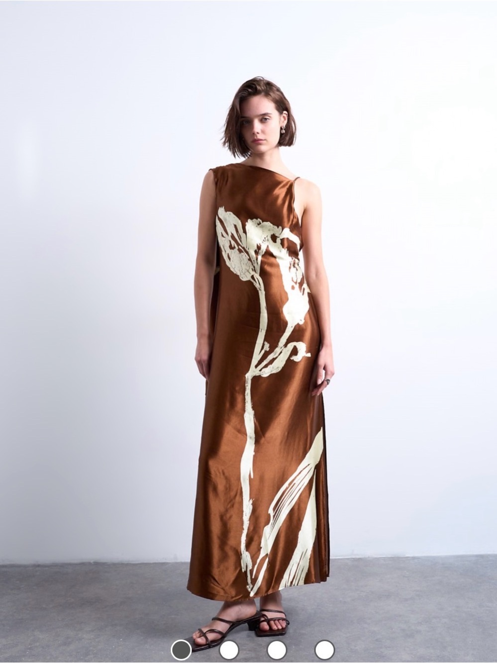 Topshop Brown One-Shoulder Floral Maxi Dress